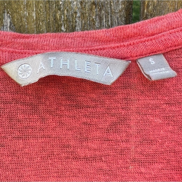 Athleta Knot Zephyr Tank Top Coral 100% Linen Sz S - Picture 5 of 11